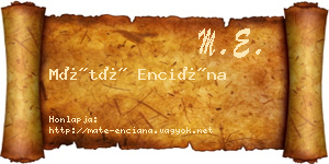 Máté Enciána névjegykártya